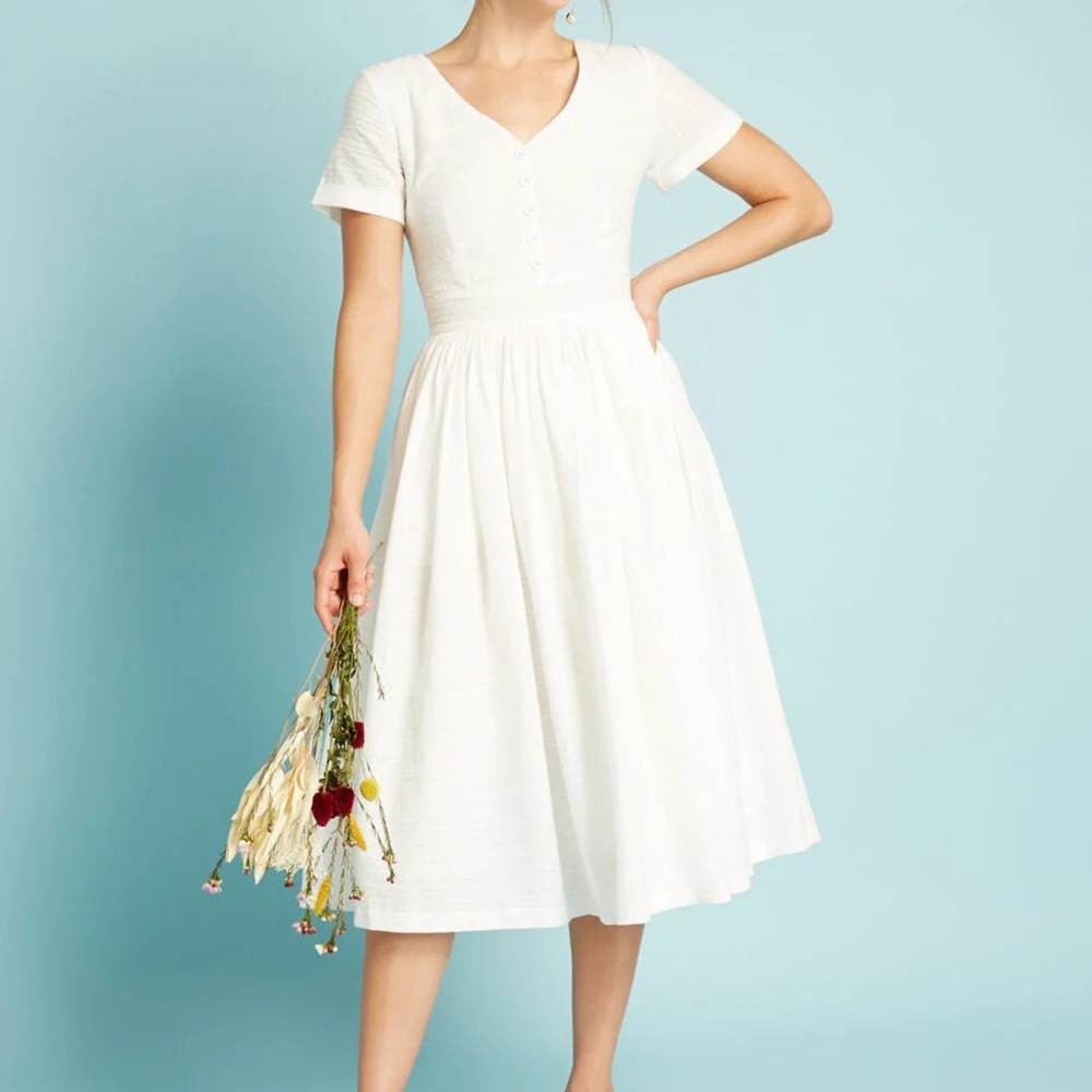 White Retro Fit and Flare dress